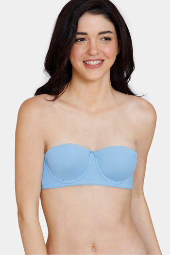 Buy Zivame Beautiful Basics Padded Wired 3/4th Coverage Strapless Bra - Little Boy Blue